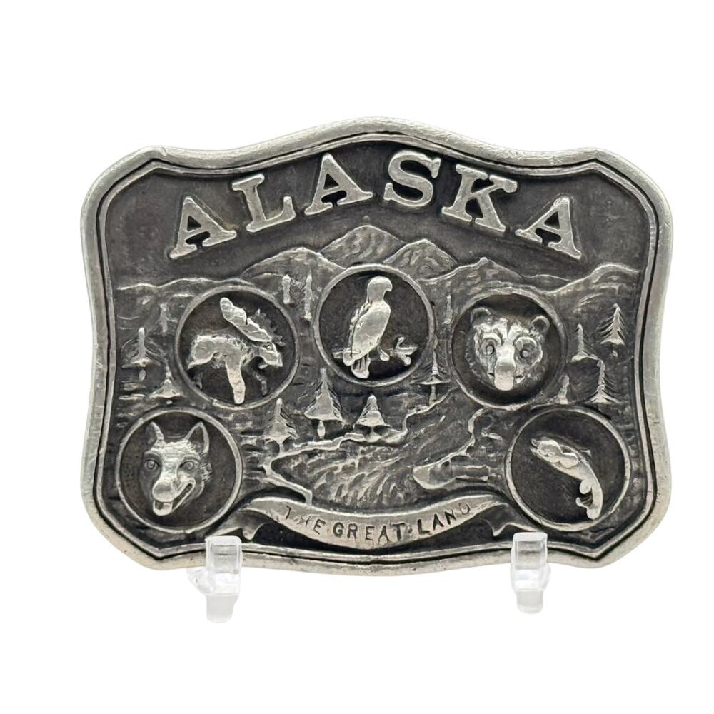 Alaska Fur Trading Co. Alaska Wildlife State Souvenir Belt Buckle